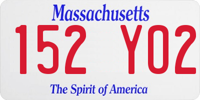 MA license plate 152YO2