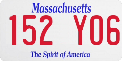 MA license plate 152YO6