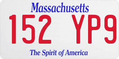 MA license plate 152YP9