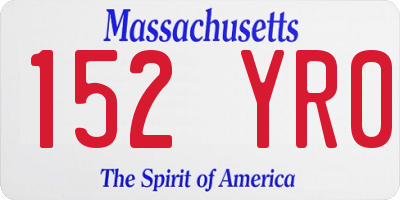 MA license plate 152YR0