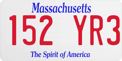 MA license plate 152YR3