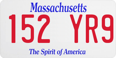 MA license plate 152YR9