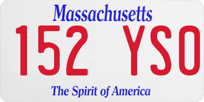 MA license plate 152YS0
