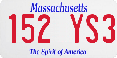 MA license plate 152YS3