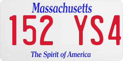 MA license plate 152YS4