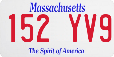 MA license plate 152YV9