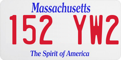 MA license plate 152YW2