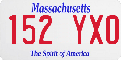 MA license plate 152YX0