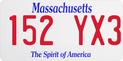 MA license plate 152YX3