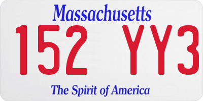 MA license plate 152YY3