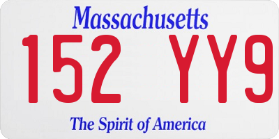 MA license plate 152YY9