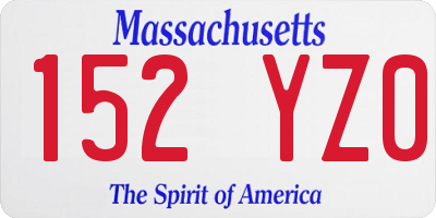 MA license plate 152YZ0