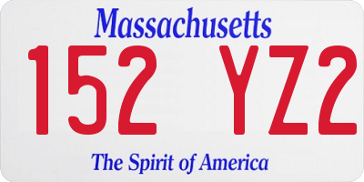 MA license plate 152YZ2