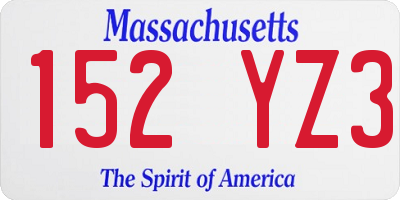 MA license plate 152YZ3