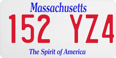 MA license plate 152YZ4