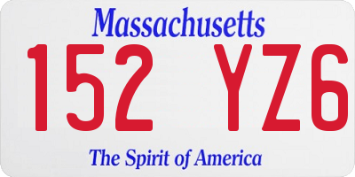 MA license plate 152YZ6