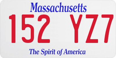 MA license plate 152YZ7