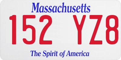 MA license plate 152YZ8