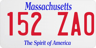 MA license plate 152ZA0