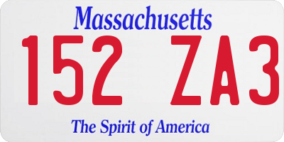 MA license plate 152ZA3