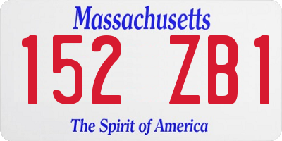 MA license plate 152ZB1