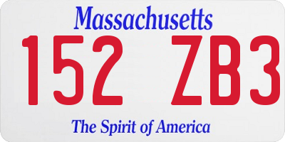 MA license plate 152ZB3