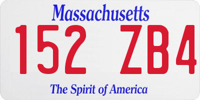 MA license plate 152ZB4