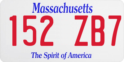 MA license plate 152ZB7