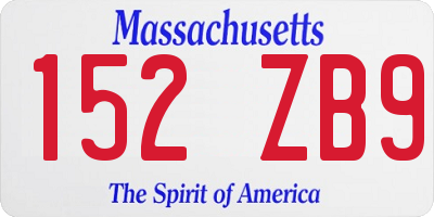 MA license plate 152ZB9