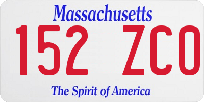 MA license plate 152ZC0