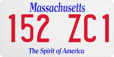 MA license plate 152ZC1
