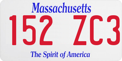 MA license plate 152ZC3