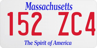 MA license plate 152ZC4
