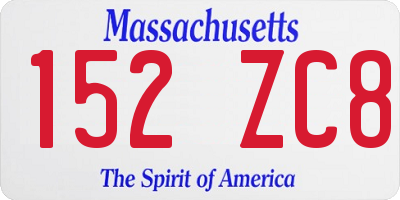 MA license plate 152ZC8