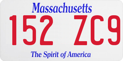 MA license plate 152ZC9