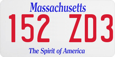 MA license plate 152ZD3
