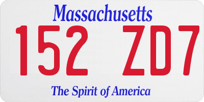 MA license plate 152ZD7
