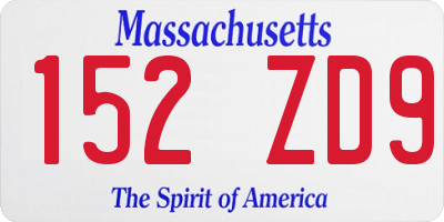 MA license plate 152ZD9