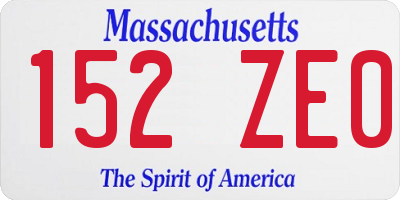 MA license plate 152ZE0
