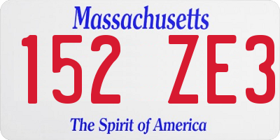 MA license plate 152ZE3