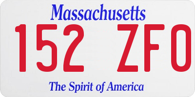 MA license plate 152ZF0
