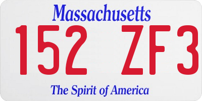 MA license plate 152ZF3