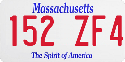 MA license plate 152ZF4