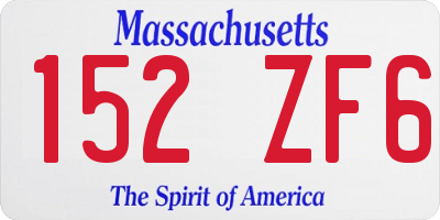 MA license plate 152ZF6