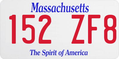 MA license plate 152ZF8