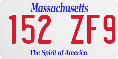 MA license plate 152ZF9