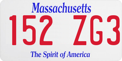 MA license plate 152ZG3