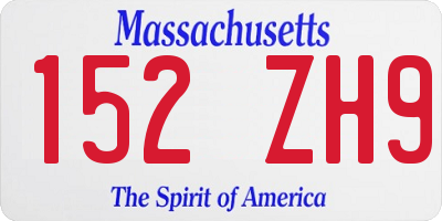 MA license plate 152ZH9