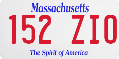 MA license plate 152ZI0