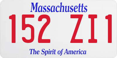 MA license plate 152ZI1